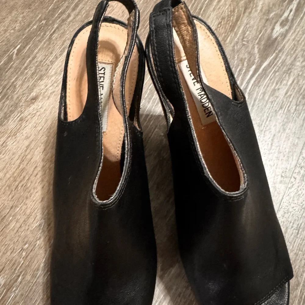 STEVE MADDEN Wedges Sandals High Heels Platforms Leather Size 8.5 - Picture 4 of 5